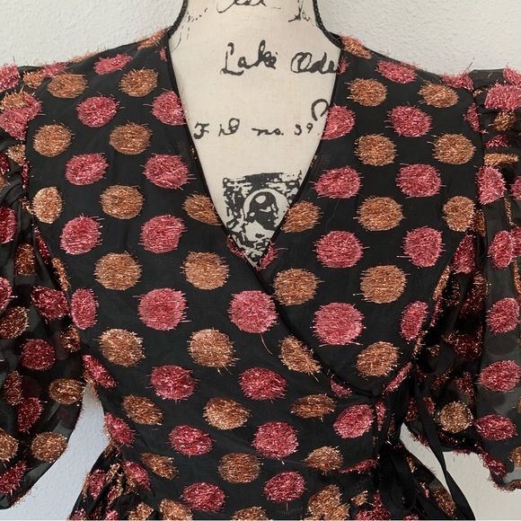 Dream Sister Jane metallic polka dot wrap top - Picture 8 of 15